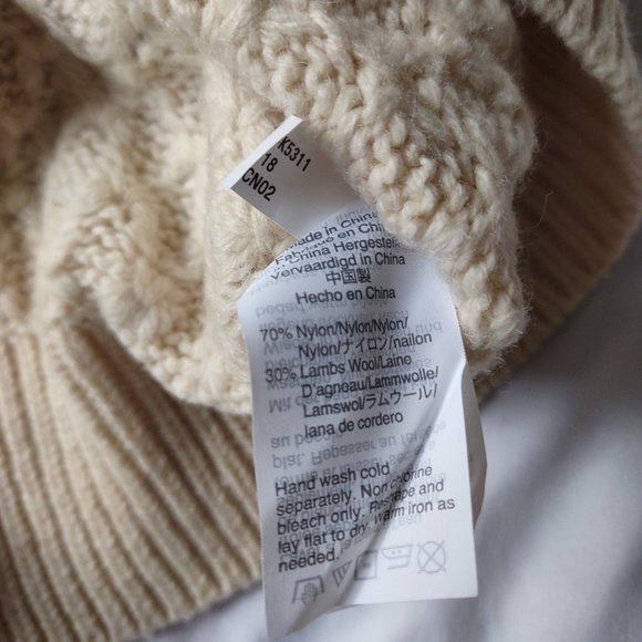 J Crew Cream Wool Popcorn Fisherman Knit Sweater - Picture 5 of 6